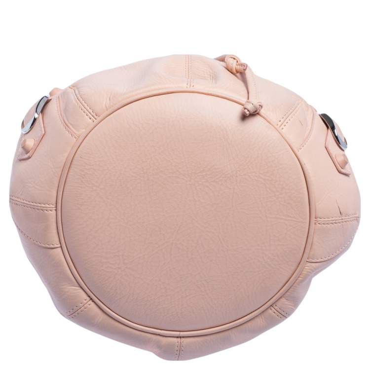 Pre Owned Balenciaga Salmon Pink Leather Mini Pompon RH Hobo