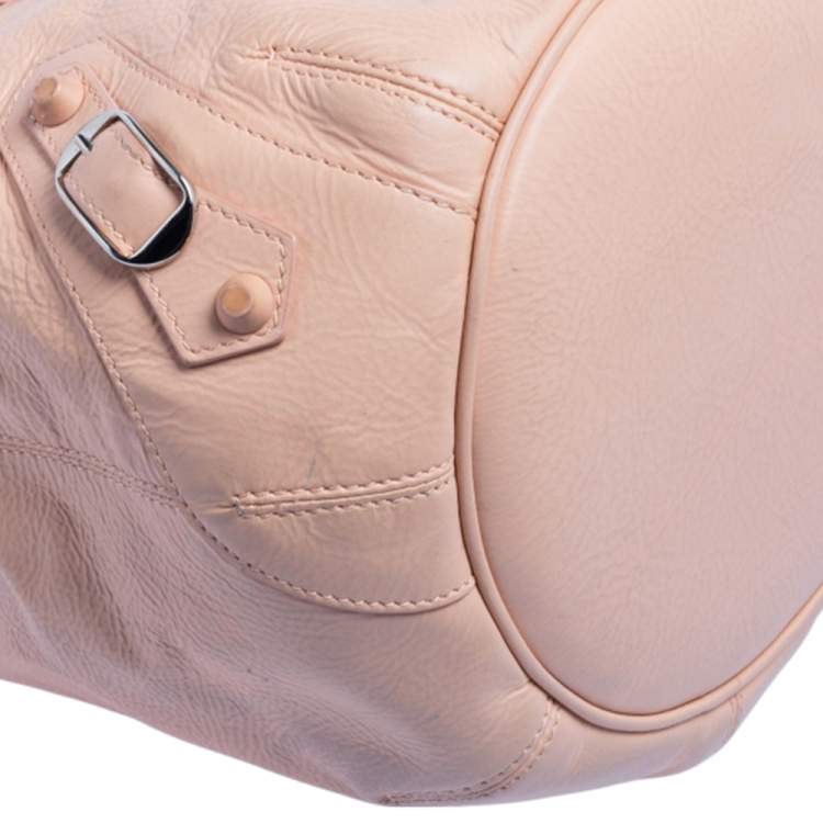 Pre Owned Balenciaga Salmon Pink Leather Mini Pompon RH Hobo