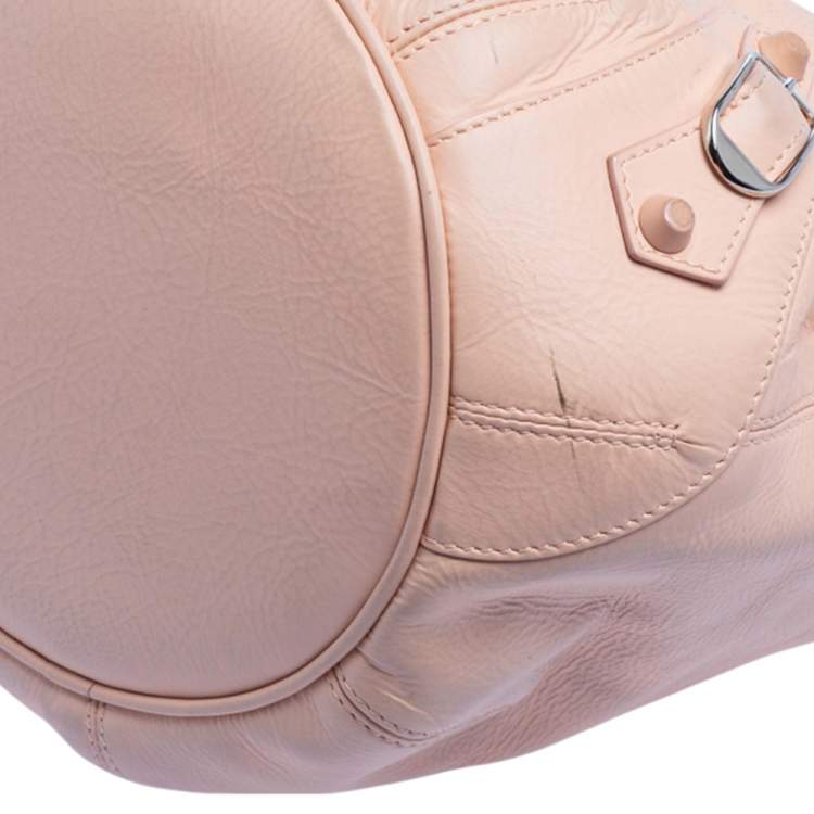 Pre Owned Balenciaga Salmon Pink Leather Mini Pompon RH Hobo