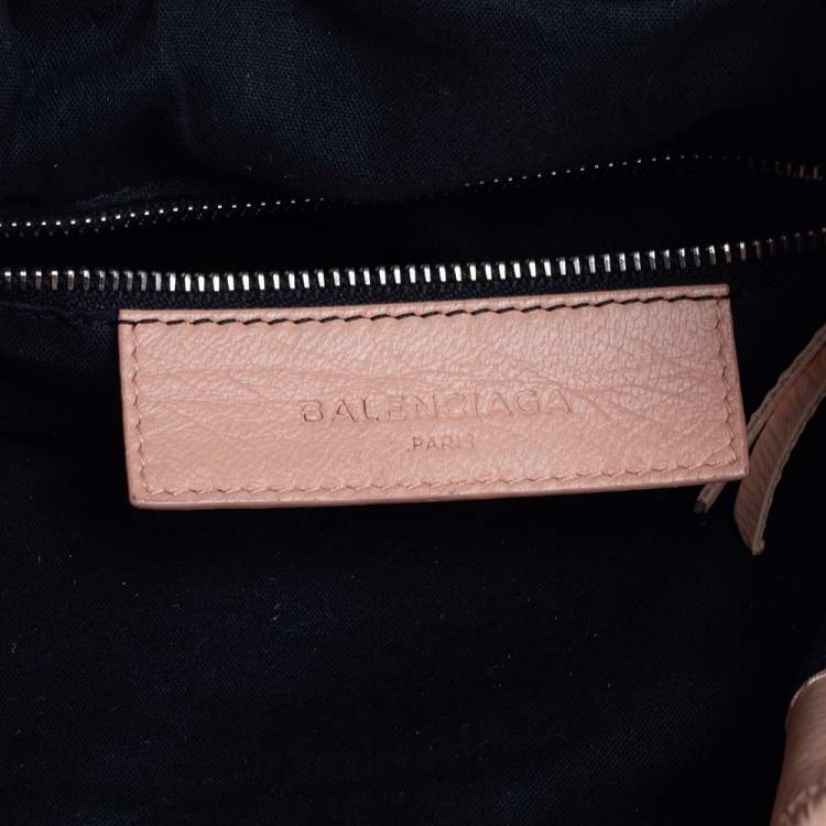 Pre Owned Balenciaga Salmon Pink Leather Mini Pompon RH Hobo