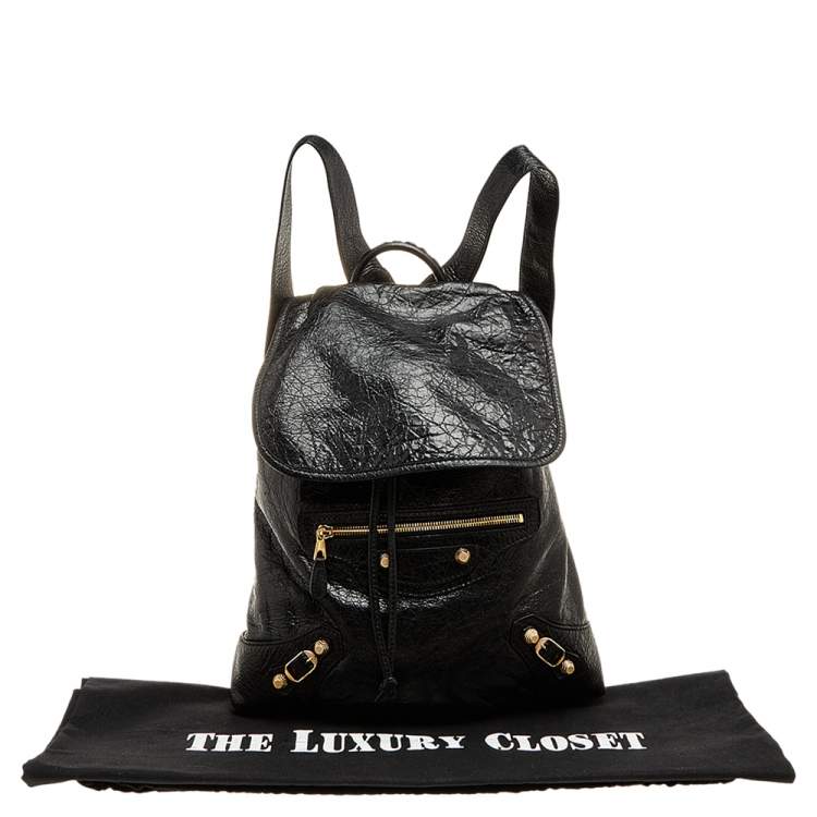 Pre Owned Balenciaga Black Leather Baby Diam Classic Traveller S Backpack