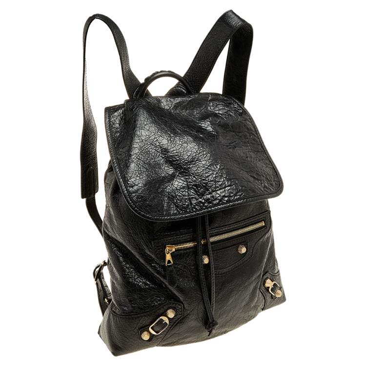 Pre Owned Balenciaga Black Leather Baby Diam Classic Traveller S Backpack