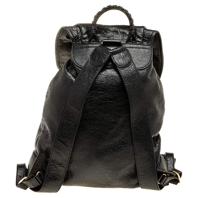 Pre Owned Balenciaga Black Leather Baby Diam Classic Traveller S Backpack