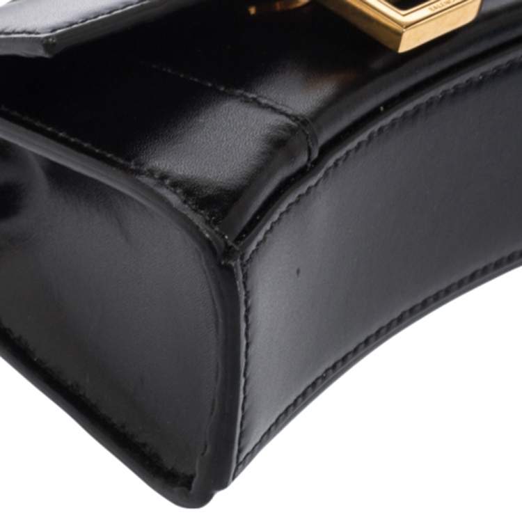 Pre Owned Balenciaga Black Leather Nano Hourglass Top Handle Bag
