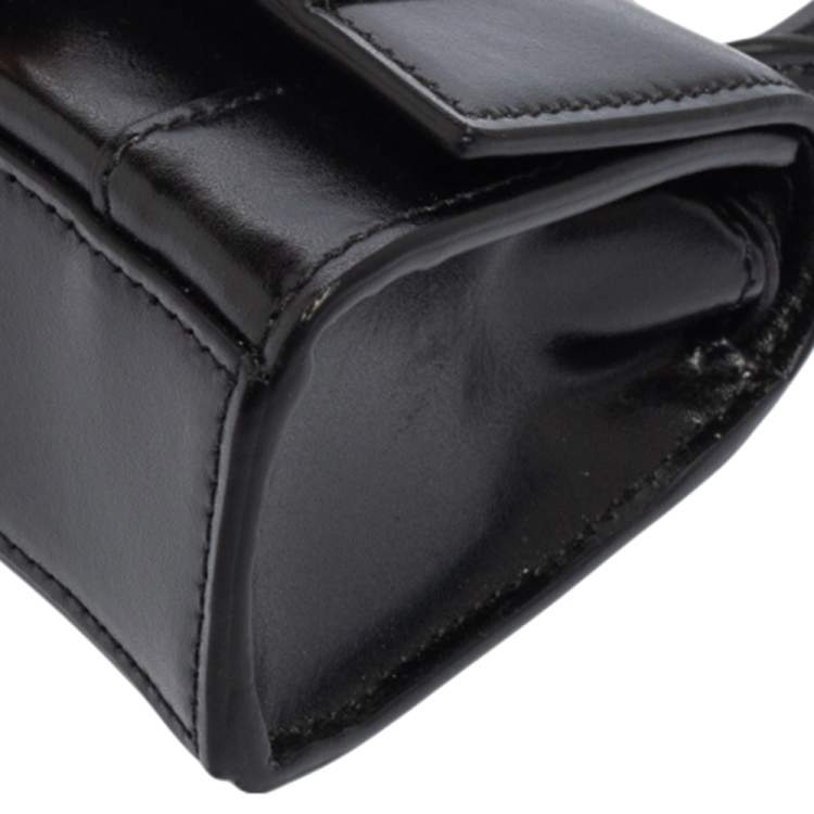 Pre Owned Balenciaga Black Leather Nano Hourglass Top Handle Bag