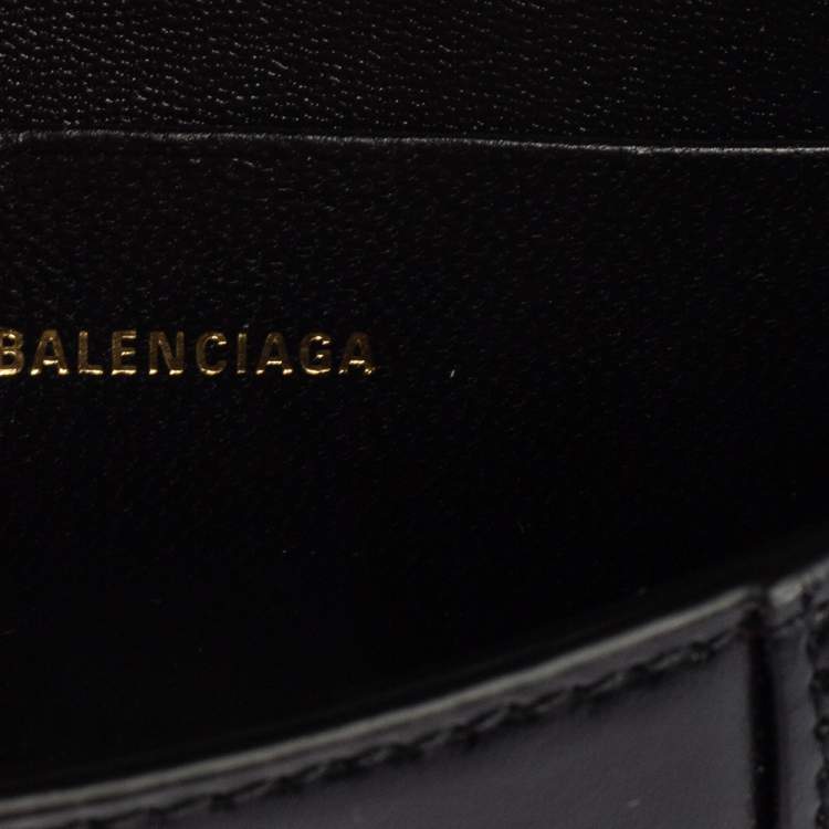 Pre Owned Balenciaga Black Leather Nano Hourglass Top Handle Bag