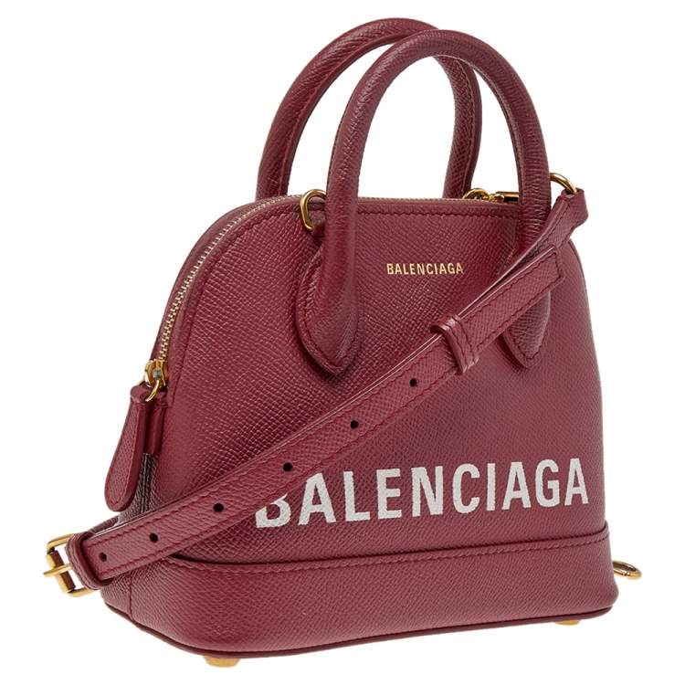 مملوكة مسبقًا Balenciaga Red Leather XXS Ville Logo Satchel