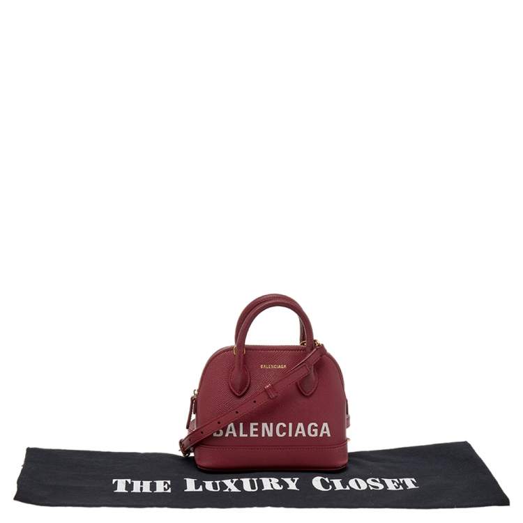 مملوكة مسبقًا Balenciaga Red Leather XXS Ville Logo Satchel