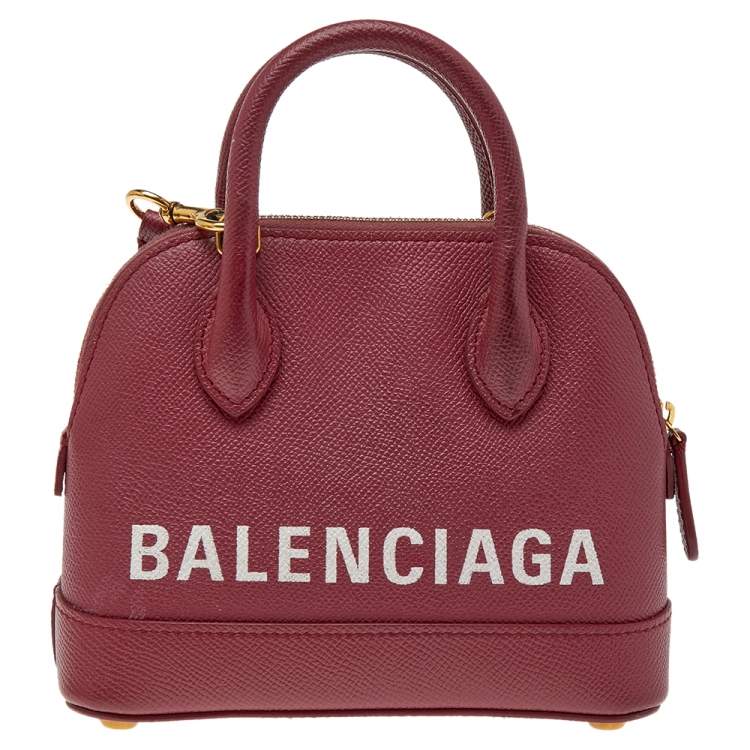 مملوكة مسبقًا Balenciaga Red Leather XXS Ville Logo Satchel