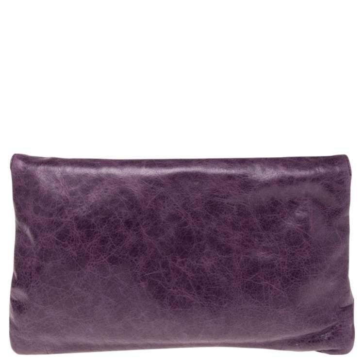 Pre Owned Balenciaga Murier Leather Giant Brogues Covered Envelope Clutch