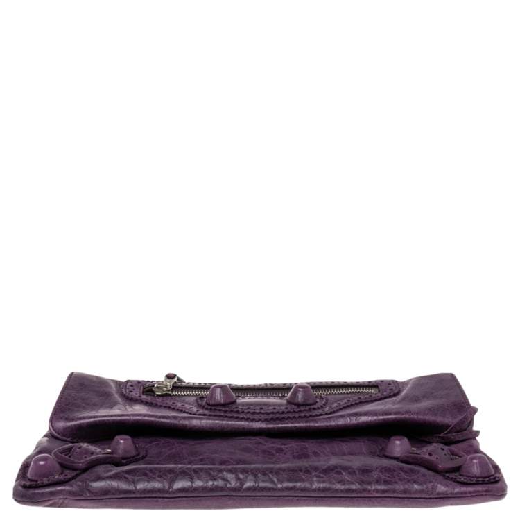 Pre Owned Balenciaga Murier Leather Giant Brogues Covered Envelope Clutch