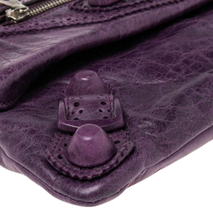 Pre Owned Balenciaga Murier Leather Giant Brogues Covered Envelope Clutch