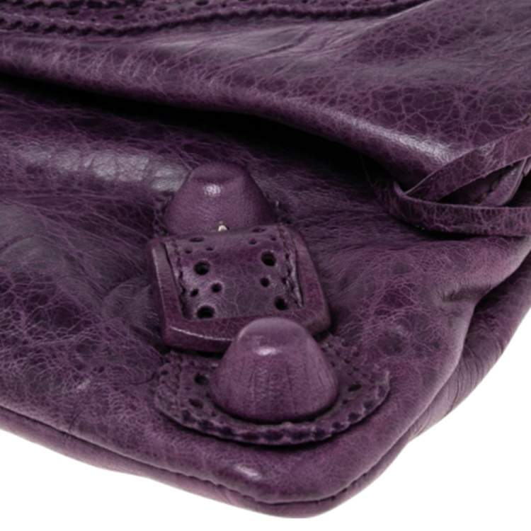Pre Owned Balenciaga Murier Leather Giant Brogues Covered Envelope Clutch
