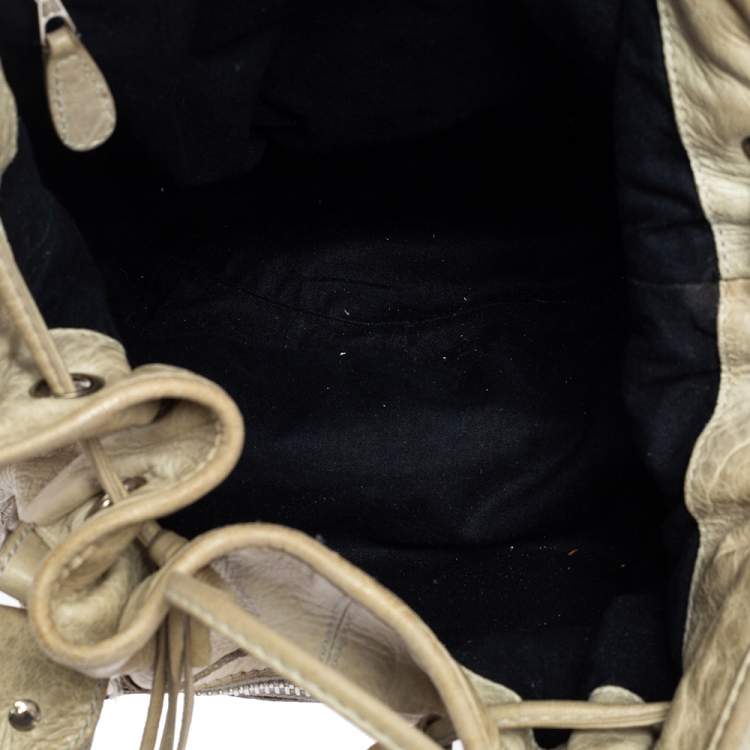 Pre Owned Balenciaga Pale Green Leather SGH Pompon Hobo