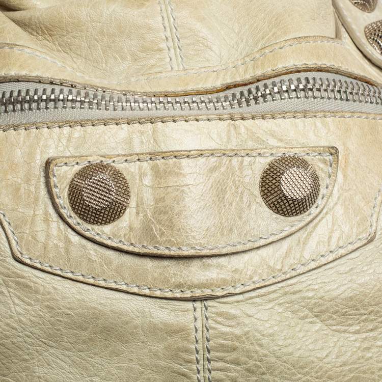 Pre Owned Balenciaga Pale Green Leather SGH Pompon Hobo