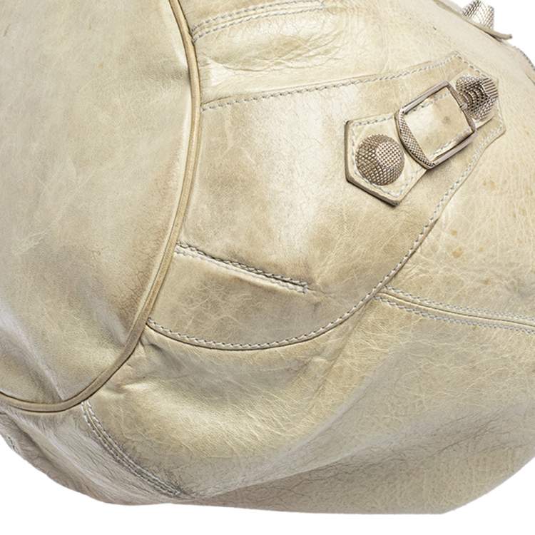 Pre Owned Balenciaga Pale Green Leather SGH Pompon Hobo
