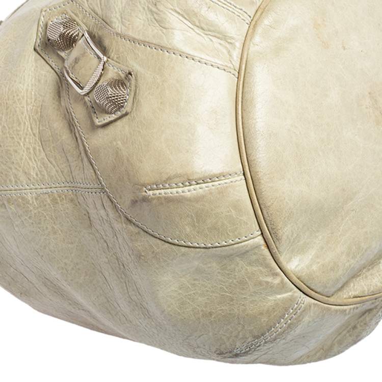 Pre Owned Balenciaga Pale Green Leather SGH Pompon Hobo