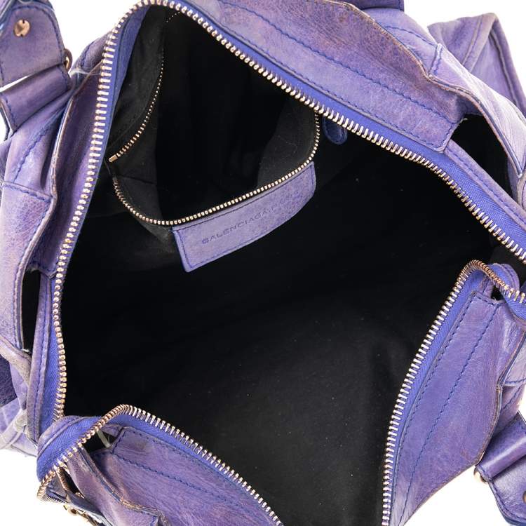 Pre Owned Balenciaga Bleu Lavande Lambskin Giant Part Time Shoulder Bag