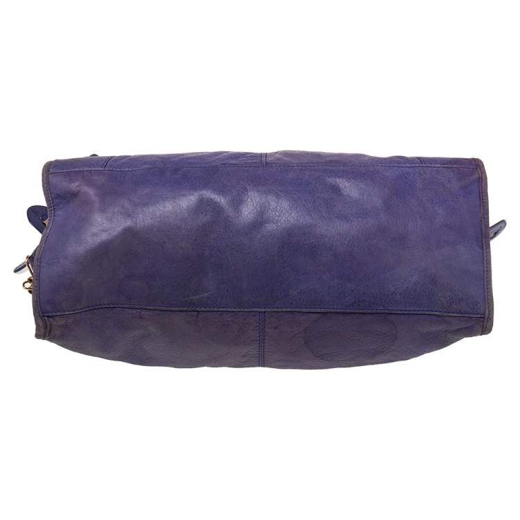 Pre Owned Balenciaga Bleu Lavande Lambskin Giant Part Time Shoulder Bag