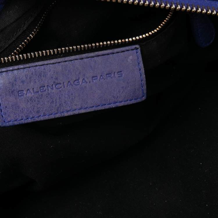 Pre Owned Balenciaga Bleu Lavande Lambskin Giant Part Time Shoulder Bag