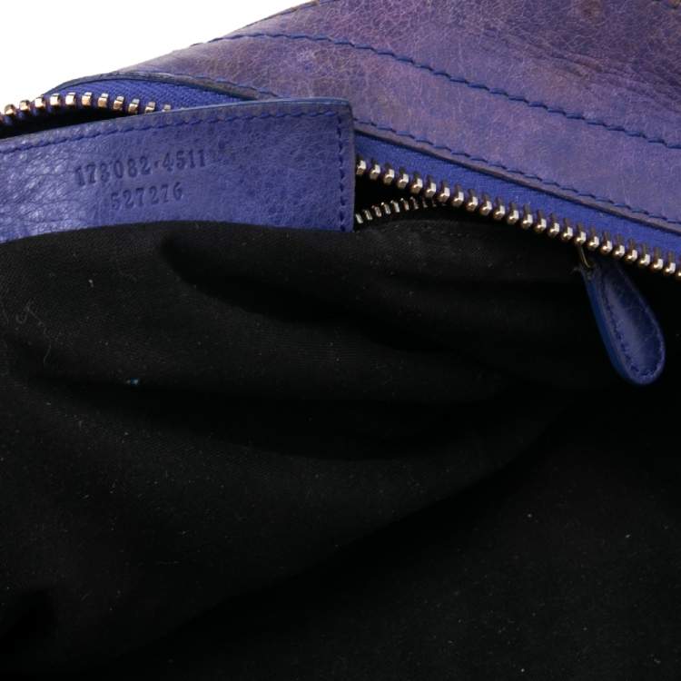 Pre Owned Balenciaga Bleu Lavande Lambskin Giant Part Time Shoulder Bag