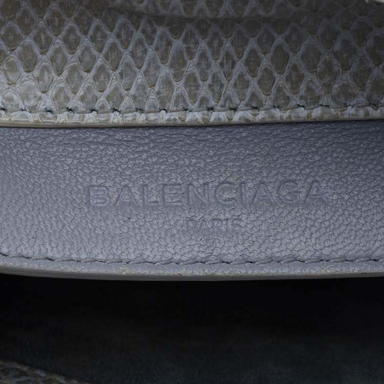 Pre Owned Balenciaga Light Grey Python Leather Papier A6 Tote