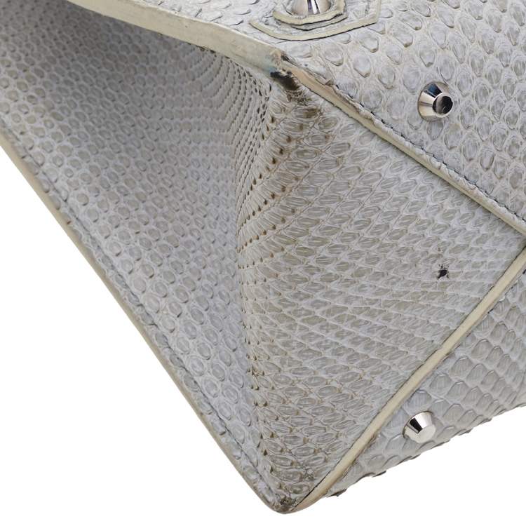 Pre Owned Balenciaga Light Grey Python Leather Papier A6 Tote