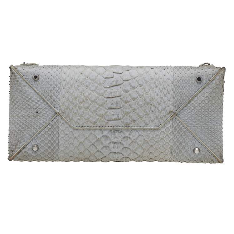 Pre Owned Balenciaga Light Grey Python Leather Papier A6 Tote