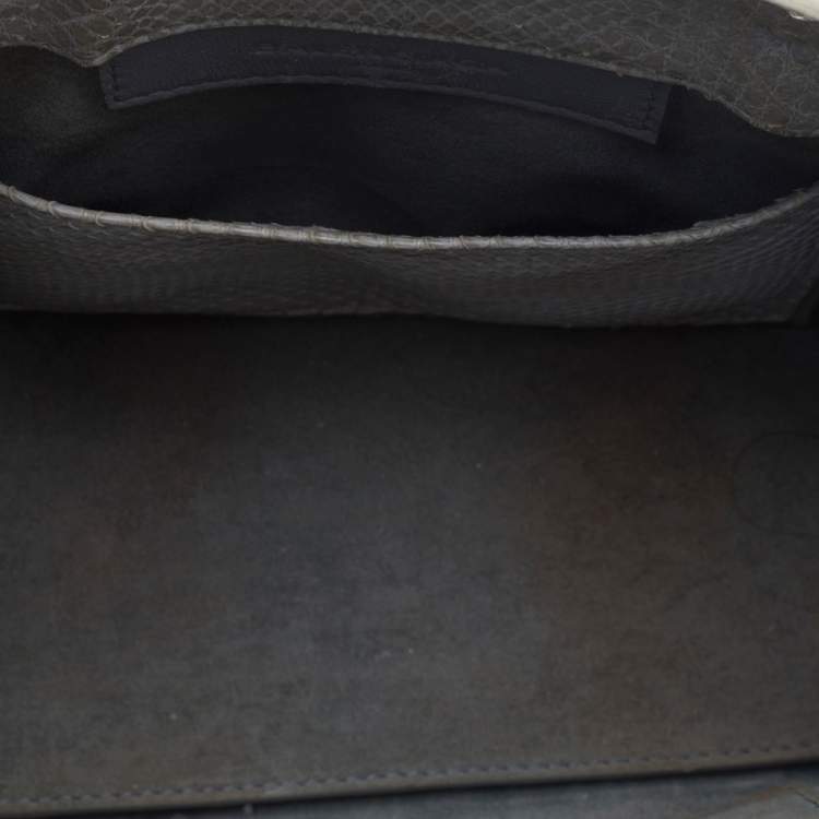 Pre Owned Balenciaga Light Grey Python Leather Papier A6 Tote