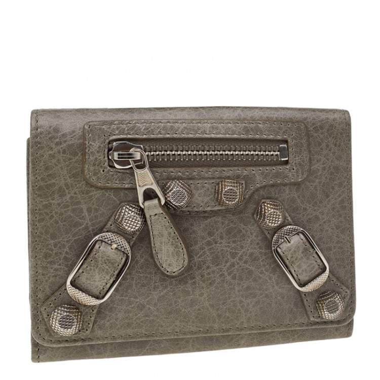 Pre Owned Balenciaga Grey Leather Card Case