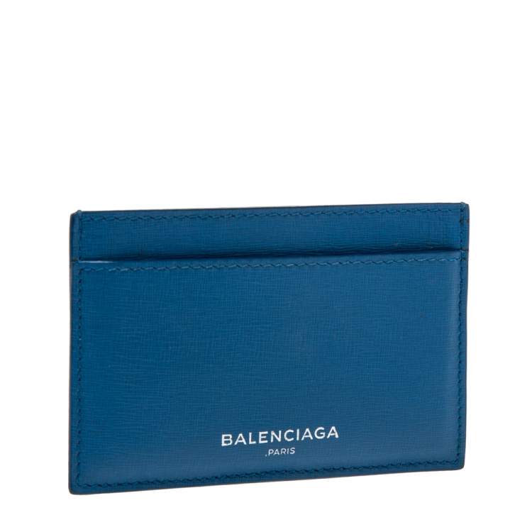 Pre Owned Balenciaga Blue/Grey Leather Card Holder