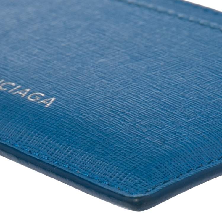 Pre Owned Balenciaga Blue/Grey Leather Card Holder