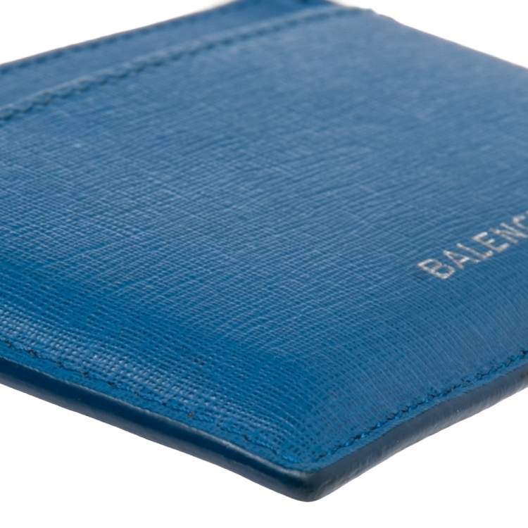 Pre Owned Balenciaga Blue/Grey Leather Card Holder
