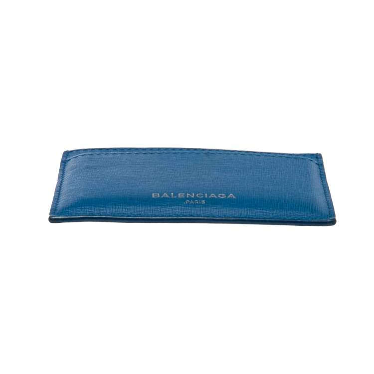 Pre Owned Balenciaga Blue/Grey Leather Card Holder