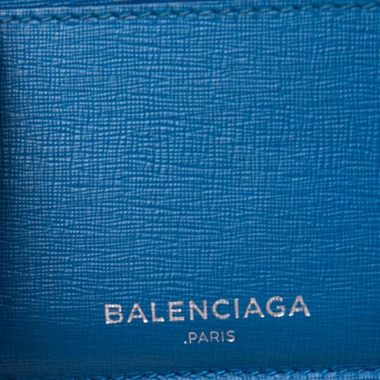 Pre Owned Balenciaga Blue/Grey Leather Card Holder