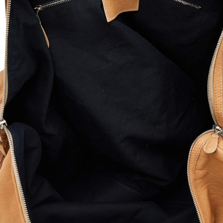 Pre Owned Balenciaga Sand Beige Leather Linea Metallica Bag