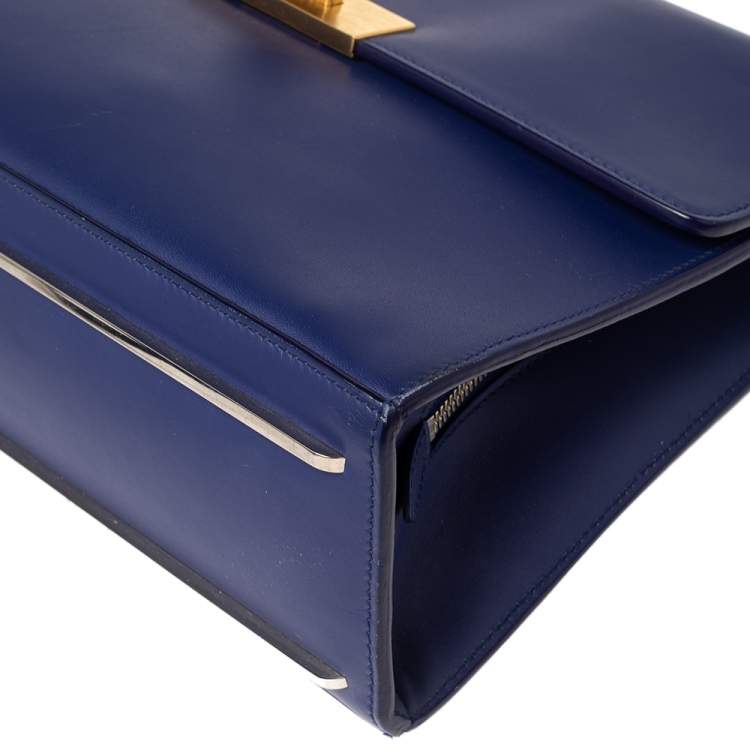 Pre Owned Balenciaga Blue Leather Le Dix Cartable Top Handle Bag