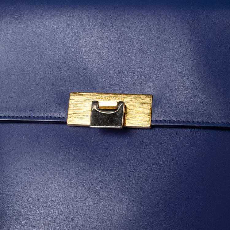 Pre Owned Balenciaga Blue Leather Le Dix Cartable Top Handle Bag