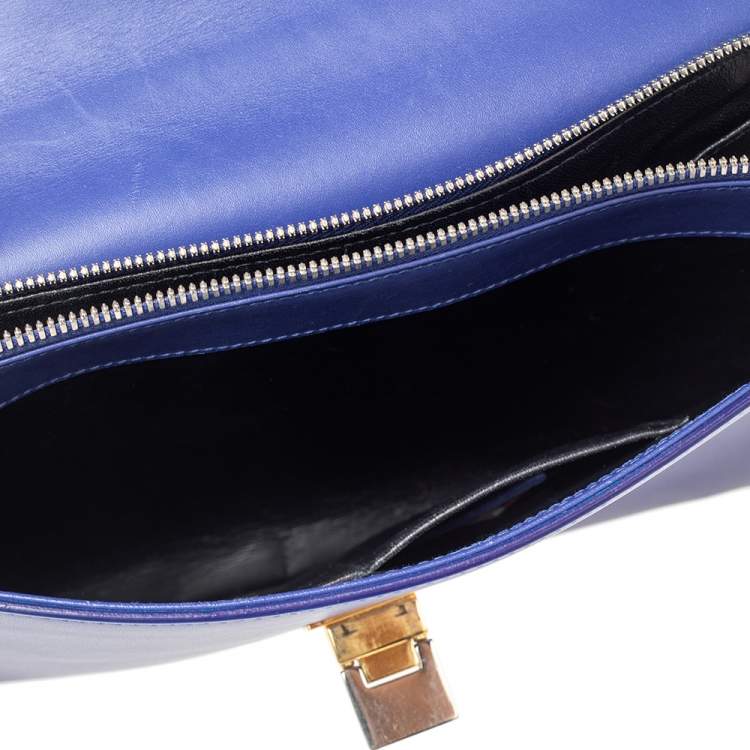 Pre Owned Balenciaga Blue Leather Le Dix Cartable Top Handle Bag