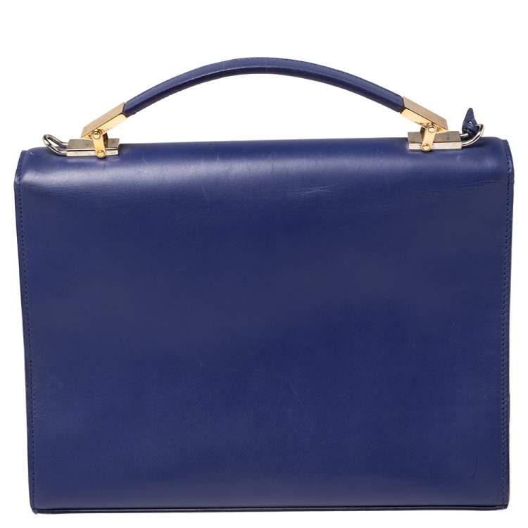 Pre Owned Balenciaga Blue Leather Le Dix Cartable Top Handle Bag