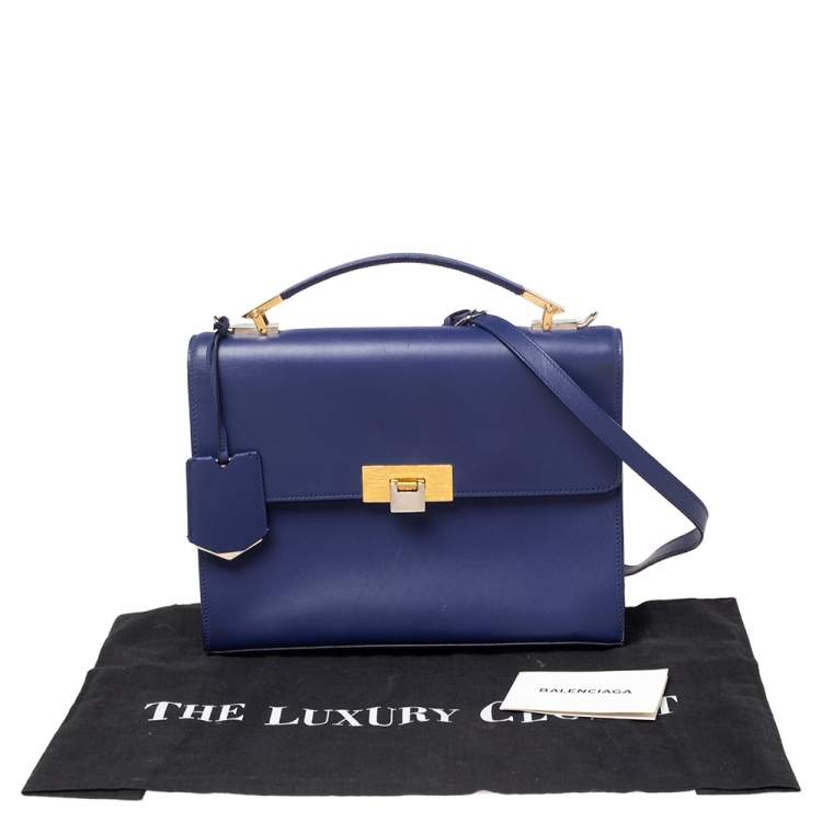 Pre Owned Balenciaga Blue Leather Le Dix Cartable Top Handle Bag