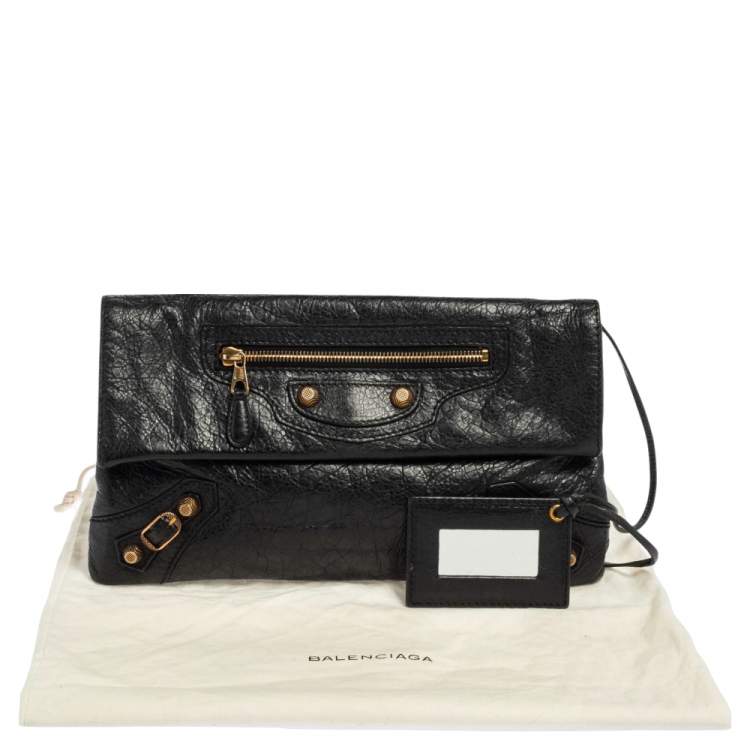 Pre Owned Balenciaga Black Leather RGH Envelope Clutch