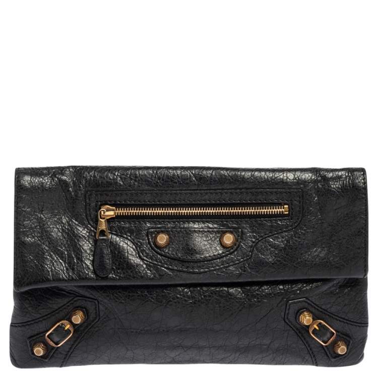 Pre Owned Balenciaga Black Leather RGH Envelope Clutch