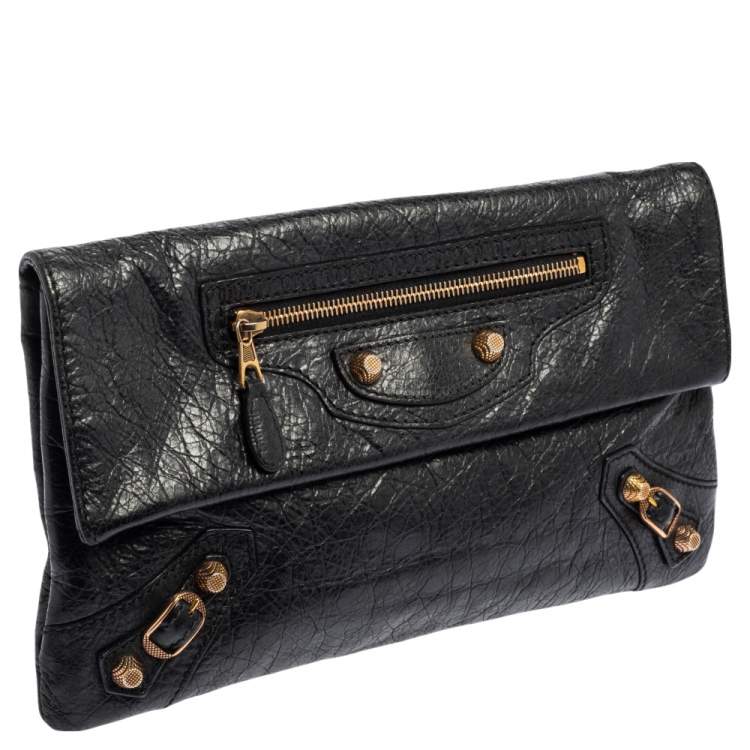Pre Owned Balenciaga Black Leather RGH Envelope Clutch