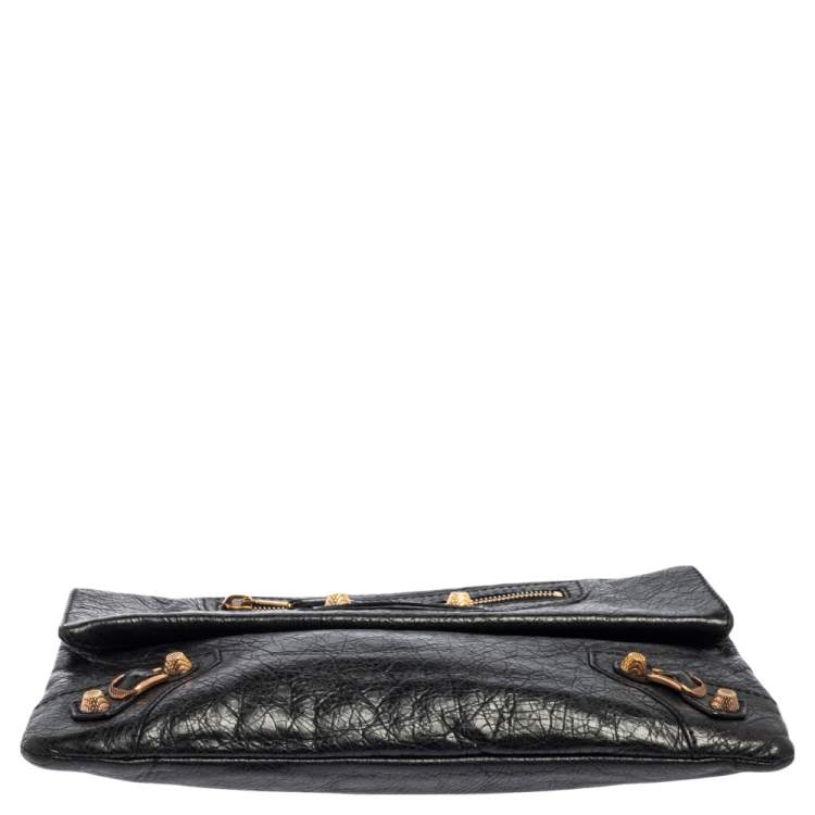 Pre Owned Balenciaga Black Leather RGH Envelope Clutch