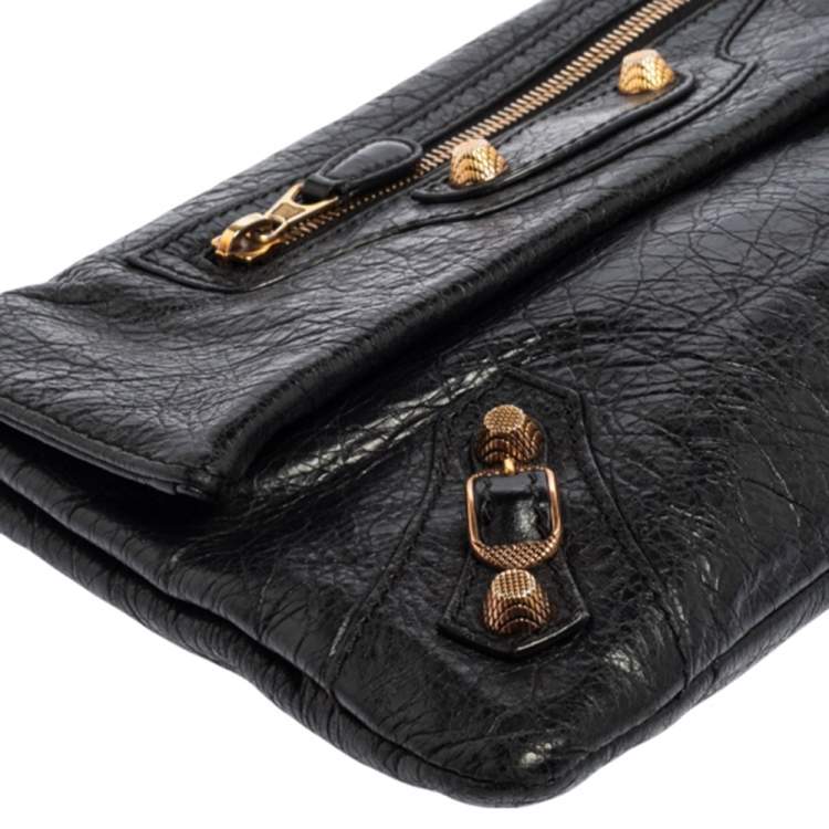 Pre Owned Balenciaga Black Leather RGH Envelope Clutch