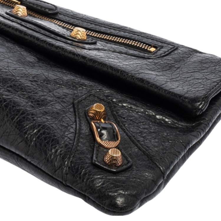 Pre Owned Balenciaga Black Leather RGH Envelope Clutch