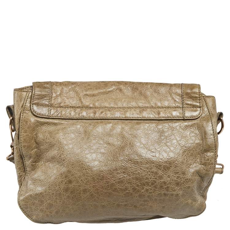 Pre Owned Balenciaga Dolma Leather RGH Folk Messenger Bag