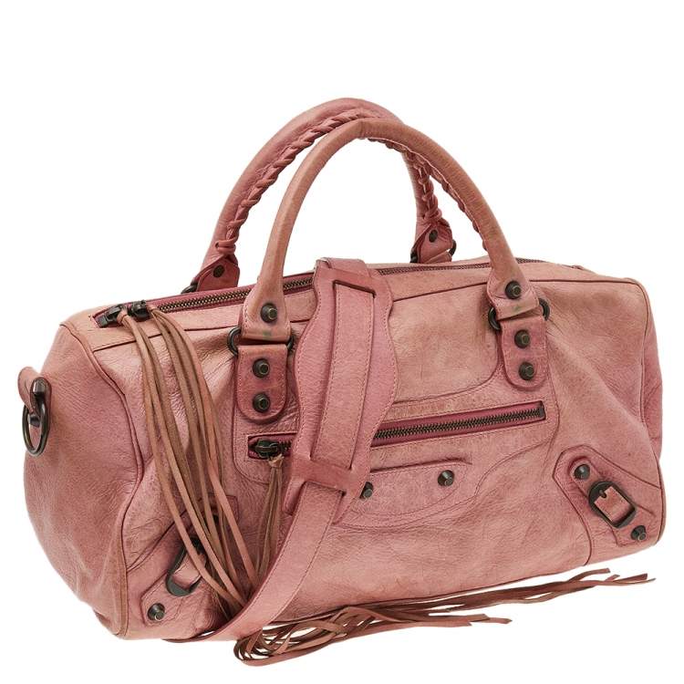 Pre Owned Balenciaga Rose Blush Agneau Leather RH Twiggy Bag