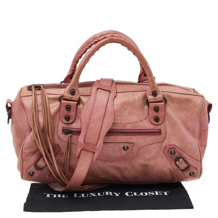 Pre Owned Balenciaga Rose Blush Agneau Leather RH Twiggy Bag